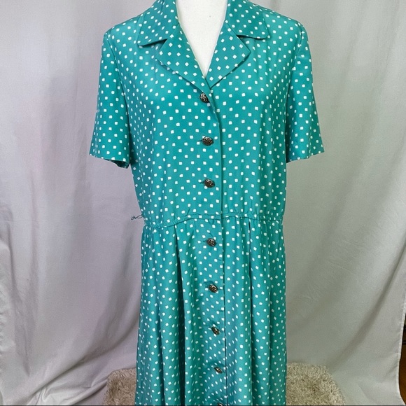 Vintage Leslie Fay Robin’s Egg Blue Dot Dress 8 - Picture 14 of 14